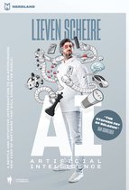 Lieven Scheire met AI-illustraties, met tekst 'AI Artificial Intelligence'.
