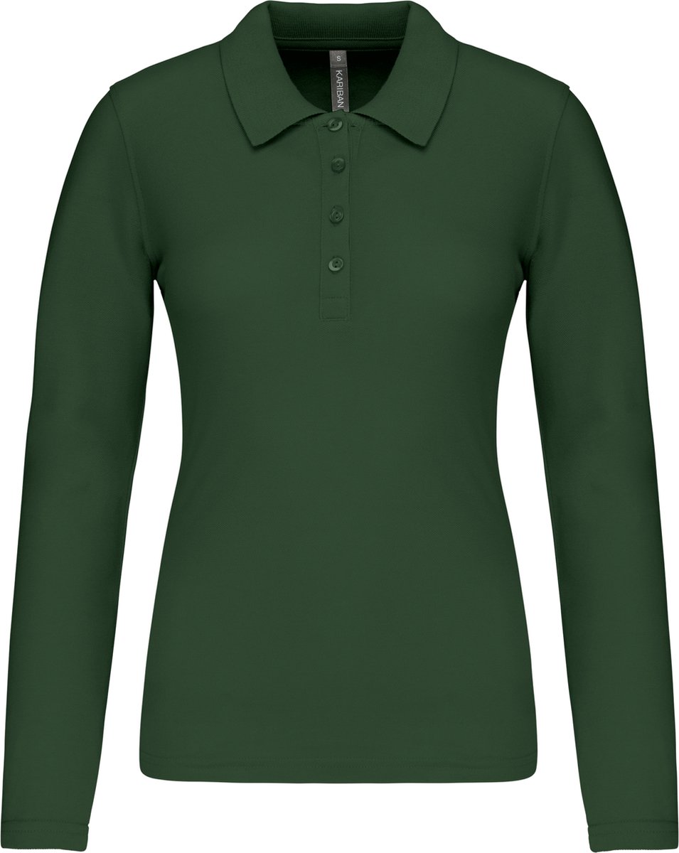 Kariban Piqué-damespolo lange mouwen K257 - Forest Green - XL