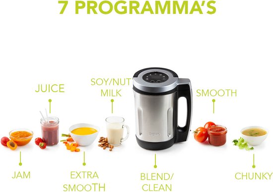 DOMO DO716BL Soepmaker – 2,2L – 7 programma’s – Blender – RVS – Zwart