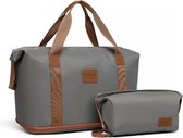 Kono Reistas - Uitbreidbaar tot 40L - Met Smart-Sleeve voor op een Koffer - Waterdicht en Duurzaam - Grijs/Bruin