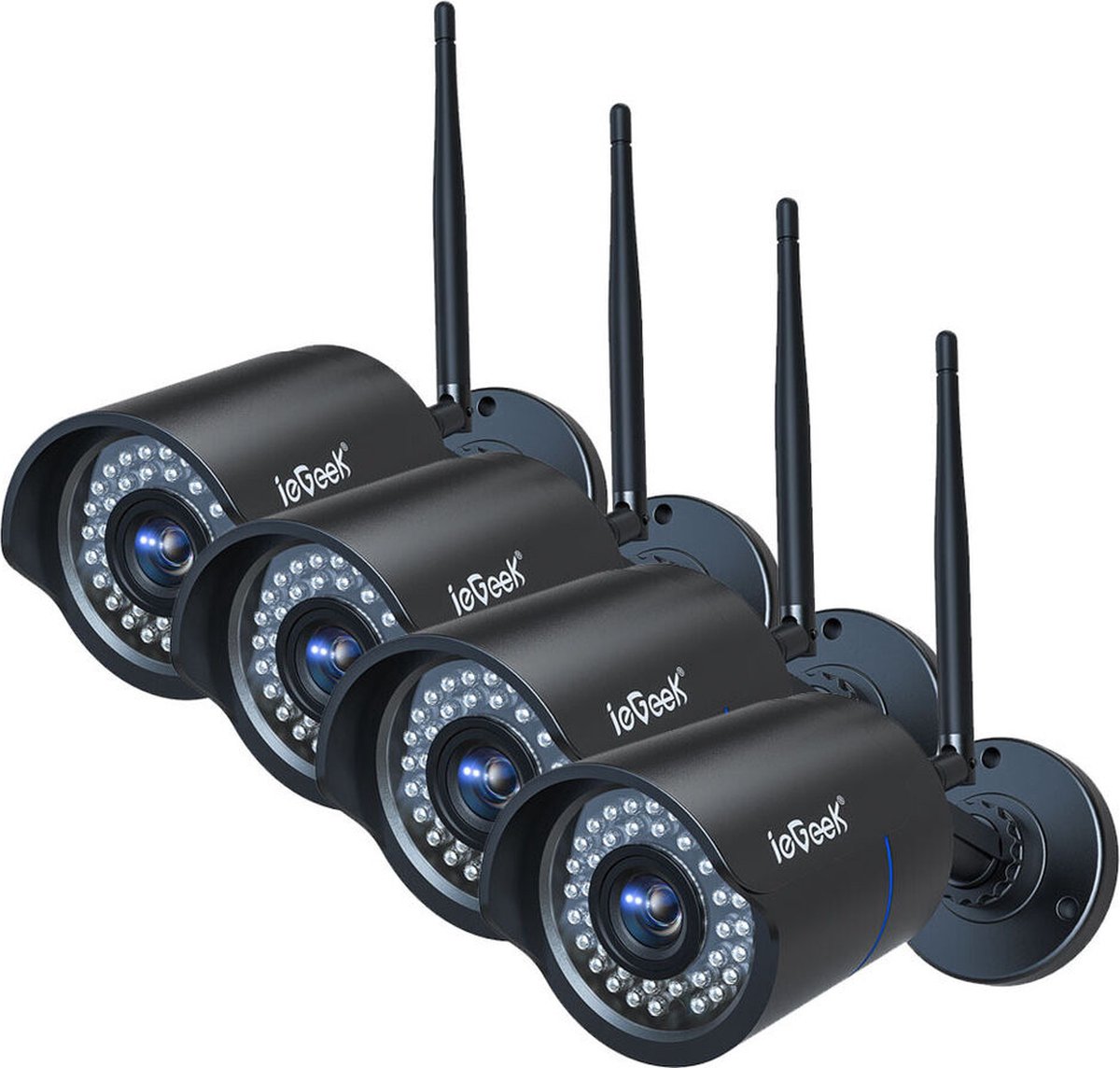 IeGEEK Beveiligingscamera Buiten 2K Bewakingscamera WiFi Camera Beveiliging Nachtzicht 24 7 Opname Bewegingssensor Tweerichtingsaudio IP66 Waterdicht Recorder Lokale Cloud Opslag 2.4G 4 stuks