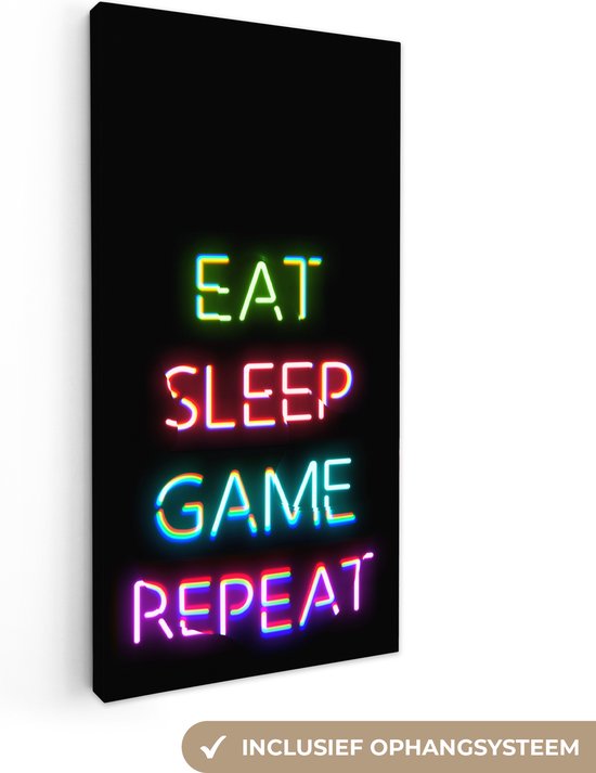 Canvas - Gaming poster - Gamen - Led - Neon - Verlichting - Game - Canvas schilderij - Kamer decoratie - 20x40 cm - Gaming room - Game Kamer