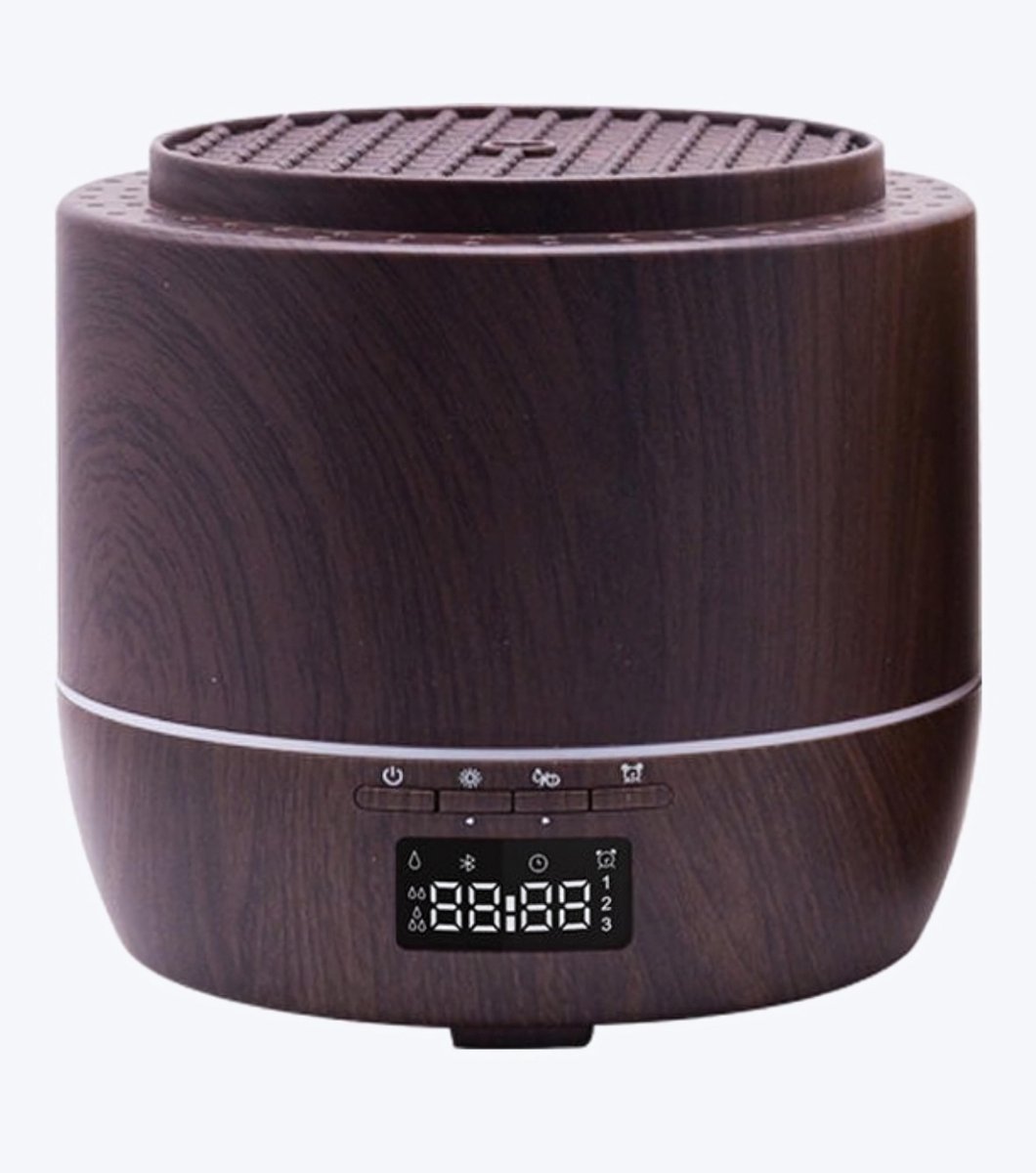 Goedkoopste Aroma Diffuser - Geurverspreider - Aromatherapie - Vernevelaar - Klok - App - Donker Hout - 500ML