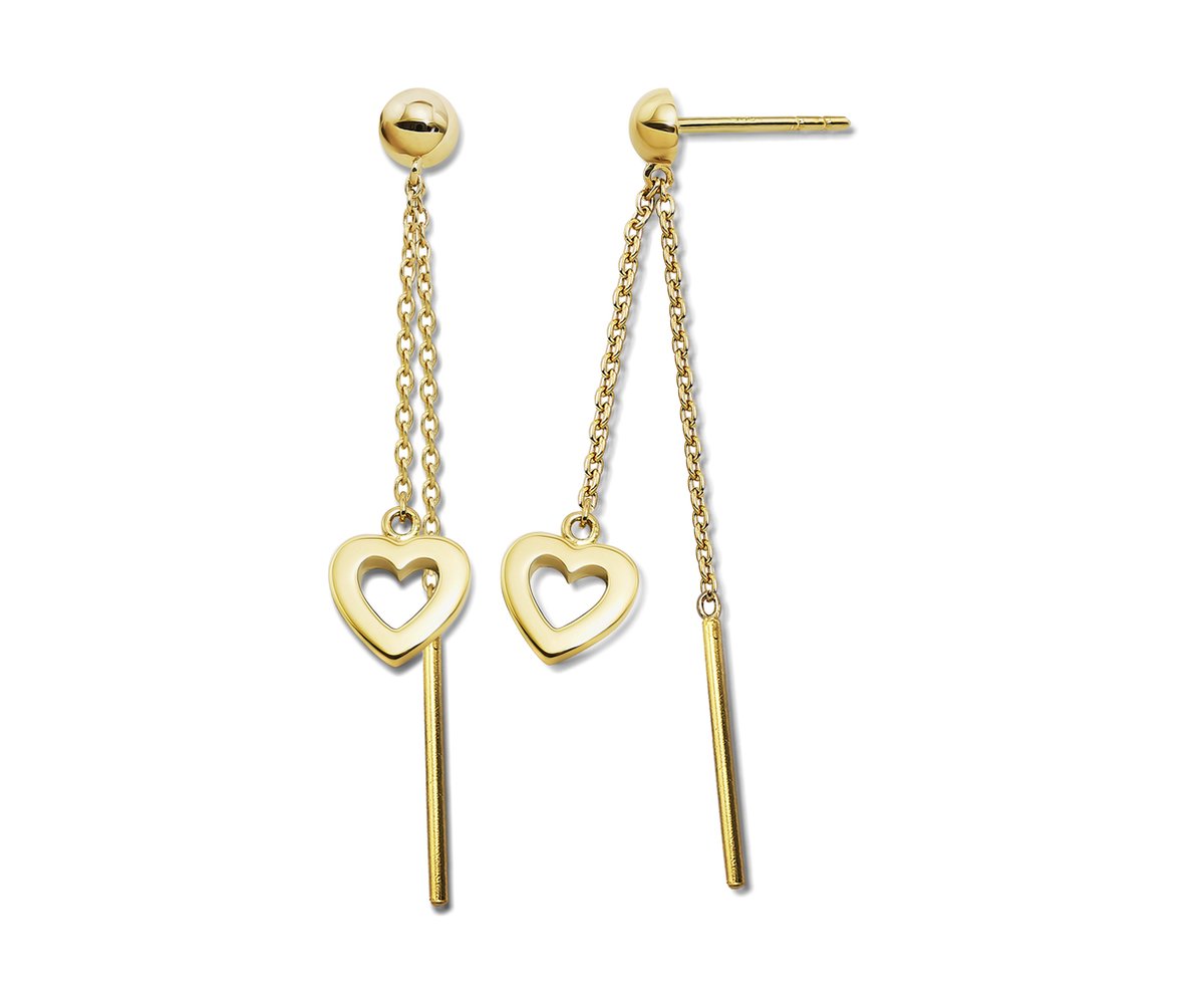 Jwls4u Oorhangers Open Hart Line Gold-Plated JE041G