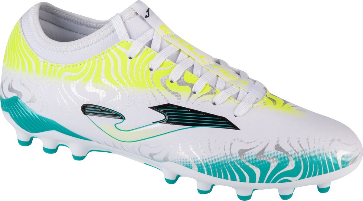Witte Joma Evolution 2402 AG voetbalschoenen voor mannen, maat 42, met synthetisch leder en opvallend design.