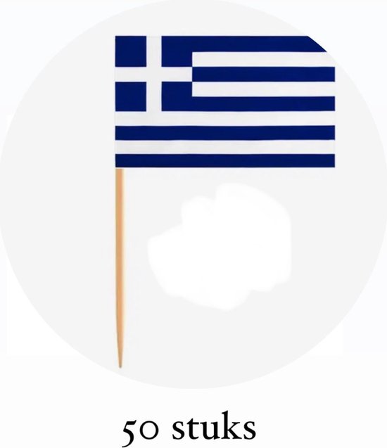 Akyol - 50 x cocktailprikkers Griekse vlag - cocktailprikkers vlag - party prikkers 50 stuks – Griekse verjaardag- verjaardag – Griekenland - Prikkers–feestprikkers – feest