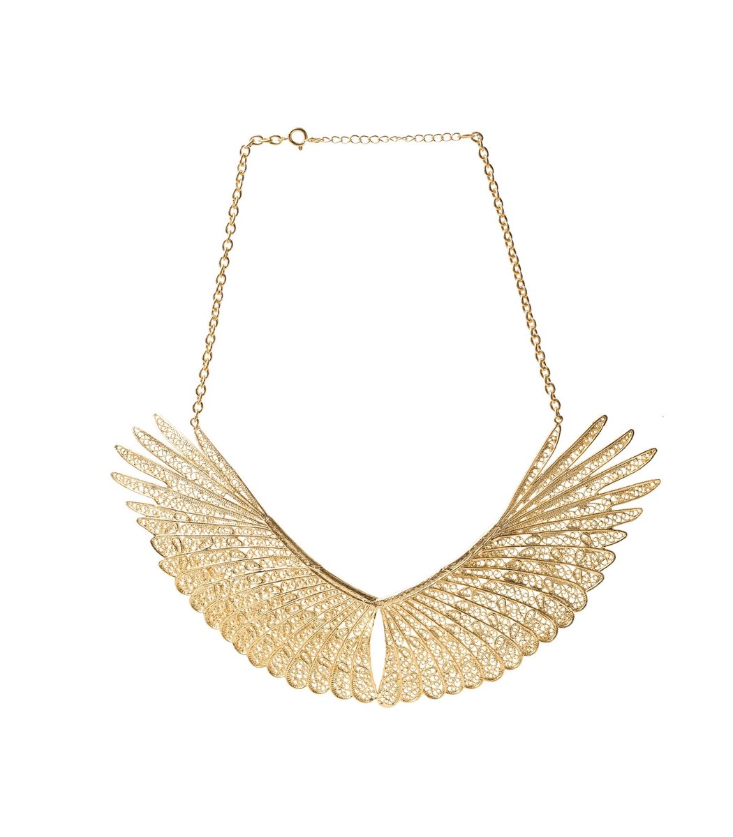 HÕBE – Alas Collier – 18 Karaat Goud Vergulde Messing - Gerecycled Messing– Ketting– Handgemaakte Sieraad – Accessories – Dames Collier – Model Filigraan