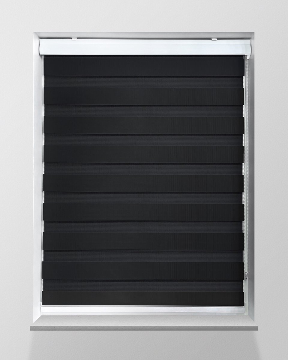 Raamdecoratiemagazijn.nl Duo Rolgordijn Lichtdoorlatend - Zwart - 122x175cm - Op