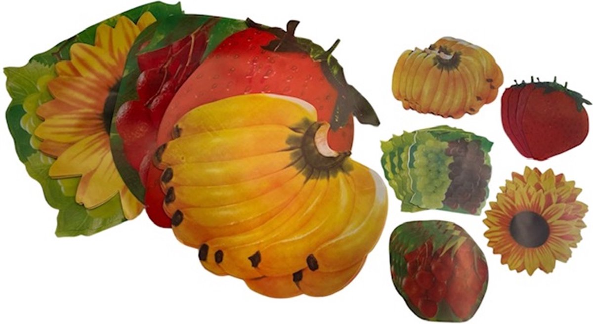 Set van 4 placemats en 4 onderzetters - fruit of zonnebloem