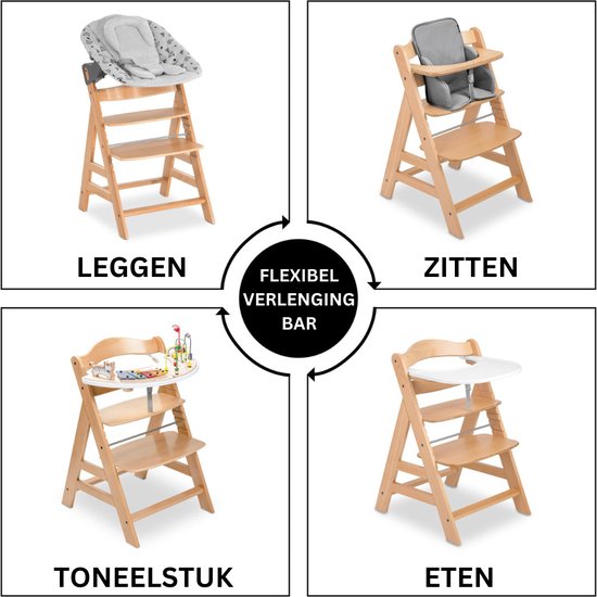 Eetstoel Baby 6 Maanden en Ouder - Babystoel voor aan Tafel - Baby Stoeltje Zitten voor Thuis - Hout van Merkloos — afbeelding 5