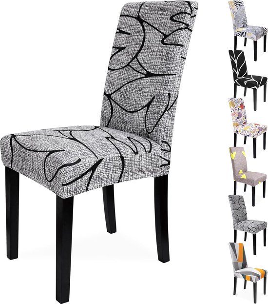 Stoelhoezen, set van 4, grote stretch stoelhoezen, graffiti modern patroon, afneembare wasbare stoelhoezen voor slaapkamer, woonkamer, eetkamerstoelen