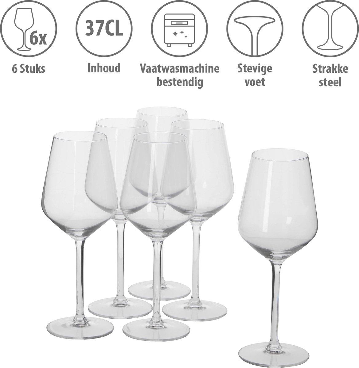 alpina Wijnglazen Witte Wijn - 6 Stuks Witte Wijnglazen - Wijnglas 37cl - Wijnglazen Set - Glazenset voor Diner - Wijn Glazen - Helder Glas — cadeau in Koken & Dineren - foto 8
