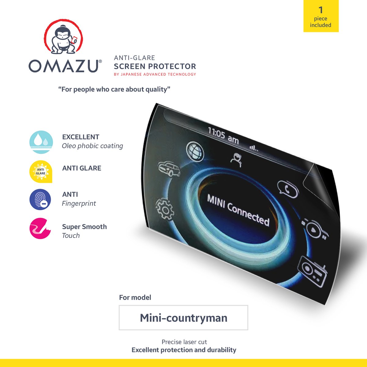OMAZU 3D Flex TPU Screenprotector / Anti Reflex, Anti-Vingerafdruk (Matte) voor automotive interieur Displays, geschikt voor: Mini Countryman 2021 / 2023 – 8.8 inch