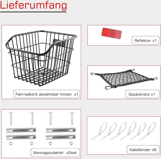 Inscrip Fietsmand stabiel achter, fietsmand zonder deksel