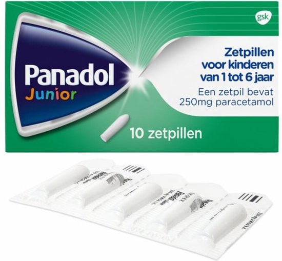 Foto: Panadol junior paracetamol 250mg 2 x 10 zetpillen