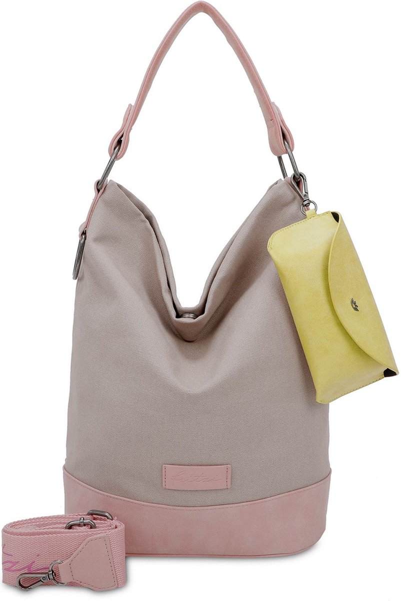 Fritzi aus Preußen Schoudertas Canvas Izzy07 Olga Hobo Bag Sand Beige