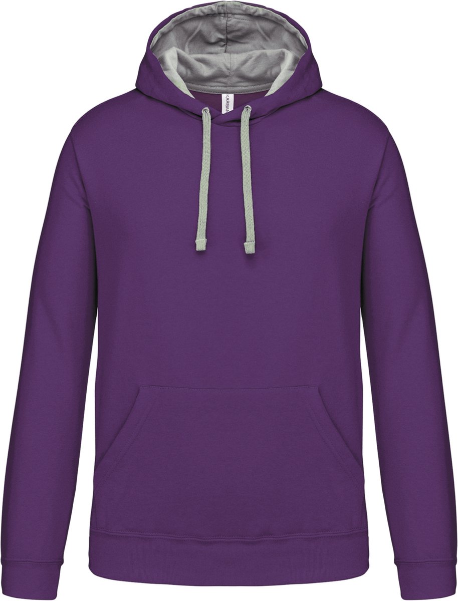 Kariban Hooded sweater met contrasterde capuchon K446 - Purple / Oxford Grey - M