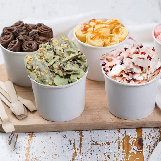 IJsblokjesmachine Snelle Productie Roestvrij Staal Levensmiddelenkwaliteit - Rol-ijsmachine Met 2 Spatels - Bevroren Yoghurt Sorbet en IJs (Blauw) — afbeelding 3