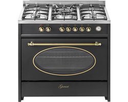 GURARI - Gasfornuis - GCH E 914 BL r, - Retro - Gas Elektrisch Fornuis - 90 cm -Nostalgisch - Range Coocker - 121L - 8 Functies/Hete Lucht/Grill/ - 5 Hoge Kwaliteit Branders - Aardgas - Propaan Gas - WOK Adapter