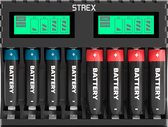 Bol.com Strex Batterij Oplader - 8x AA/AAA Batterijen - USB Oplaadbaar - LCD Display - Universele Batterijlader Voor Oplaadbare ... aanbieding