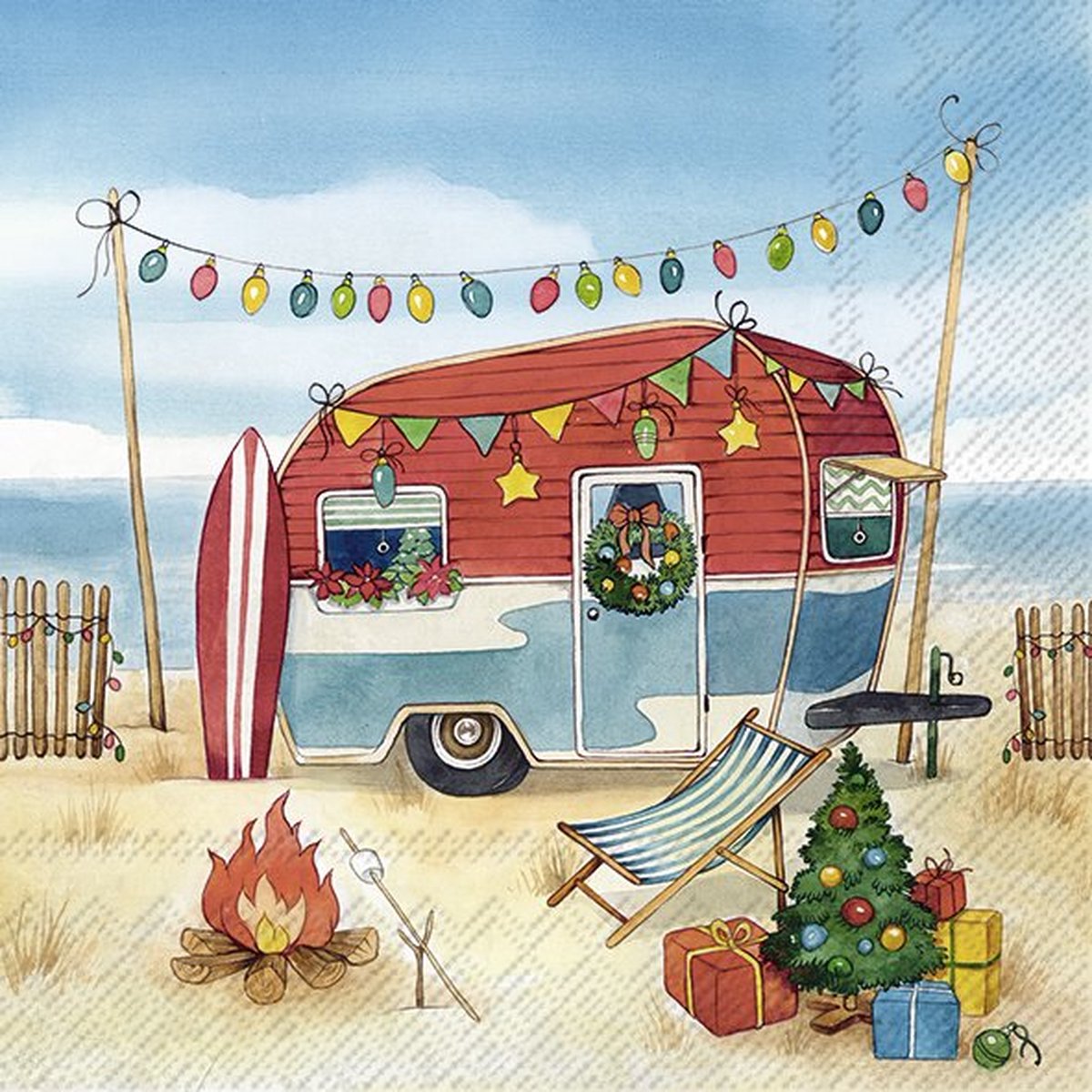 Servetten "Camping at sea" 33x33 cm