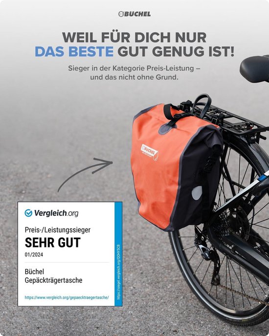 Fietstas voor bagagedrager 254 l 100% waterdicht - met draaggreep en schouderriem - rood/zwart - 565 x 30 x 15 cm van Fietstas — afbeelding 5