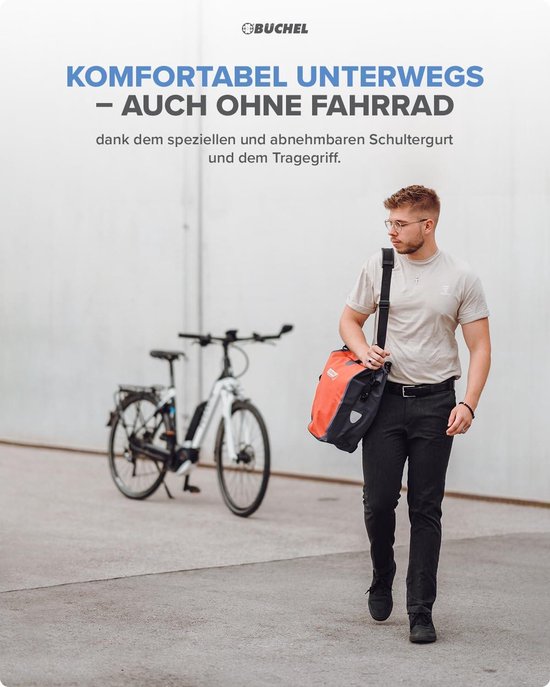 Fietstas voor bagagedrager 254 l 100% waterdicht - met draaggreep en schouderriem - rood/zwart - 565 x 30 x 15 cm van Fietstas — afbeelding 4