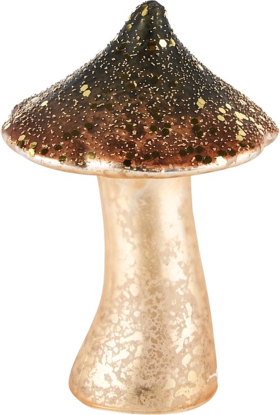 Dekoratief | Paddenstoel 'Glitter Spickle', glas, 10x10x15cm | A245574