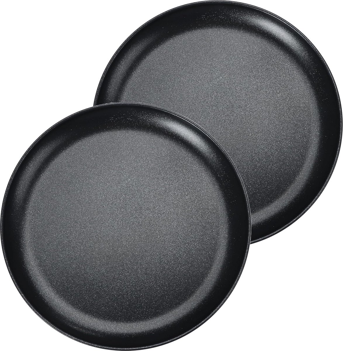 Pizzablek set van 2 diameter 26 cm rond roestvrij staal pizzaform met antiaanbaklaag zwarte bakplaat voor bakken gezond en gelijkmatige hitte en eenvoudige reiniging