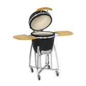 LIVIN' Kamado 18 Inch - Kamadobarbecues - Kamado bbq - Kamado houtskool - Kamadobarbecues - Houtskoolbarbecues - Keramisch - Inclusief onderstel - Hoge Kwaliteit Keramiek - Inclusief Thermometer - Zwart