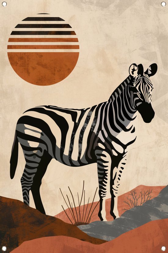 Zebra tuinposter - Dier tuinposter - Tuinposters Zon - Poster buiten - Tuindoek - Tuindecoratie wanddecoratie tuinposter 40x60 cm