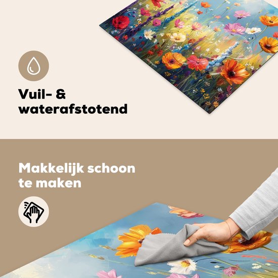KitchenYeah® Protection plaque induction 60x52 cm - Coloré - Fleurs - Nature - Protege plaque de cuisson - Couvre plaque induction - Protecteur d'induction - Cuisine