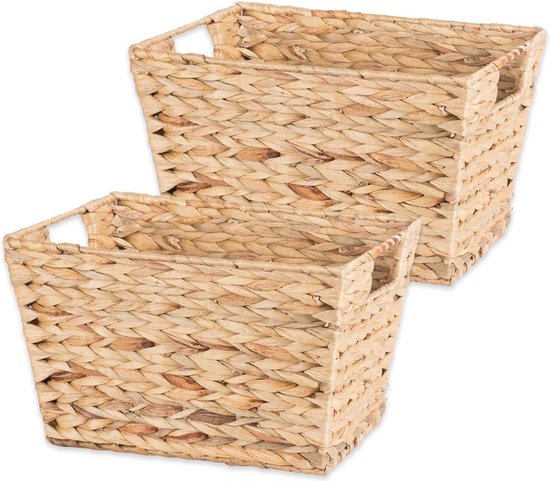 Natuurwaterhyacint opbergmand met handgrepen - Set van 2 - Medium Wicker Storage Basket (2-5)