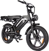 Fimpo - V20 V3 Fatbike - met achterzitje - 2024 model - Schijfremmen - HD scherm - Zwart - Electrische fatbike - 25KM/H - 250W - 7 versnellingen-Compleet met slot - telefoonhouder - voetsteunen achter