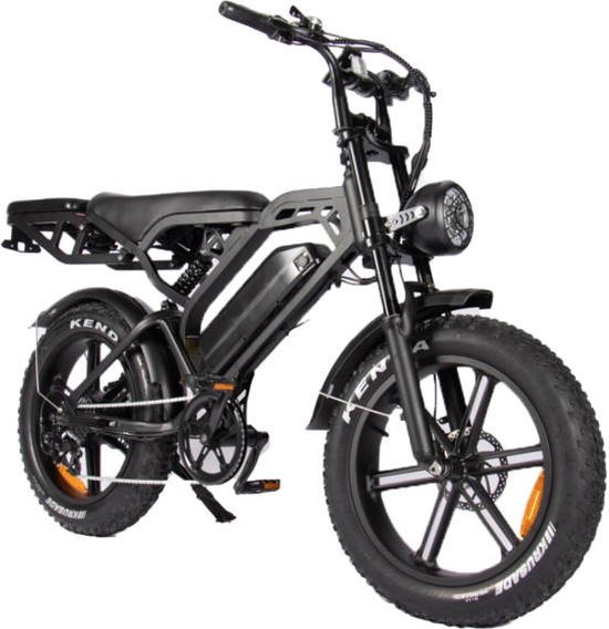 Foto: Fimpo v20 v3 fatbike met achterzitje 2024 model schijfremmen hd scherm zwart electrische fatbike 25km h 250w 7 versnellingen complete fiets gratis telefoonhouder voetsteunen achter volledig legaal 