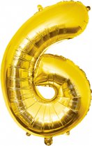 Folie ballon cijfer 6 jaar cijferballon verjaardag versiering goud 86 cm