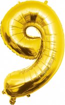 Folie ballon cijfer 9 jaar cijferballon verjaardag versiering goud 86 cm