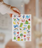 Stickervel voor Kinderen met Glitters - Buiten Spelen Stickers - Stickers voor Kinderen - Knutselen Meisjes - Knutselen Jongens - Leuke Stickers - Stickervel Plezier Maken - Glitterstickers