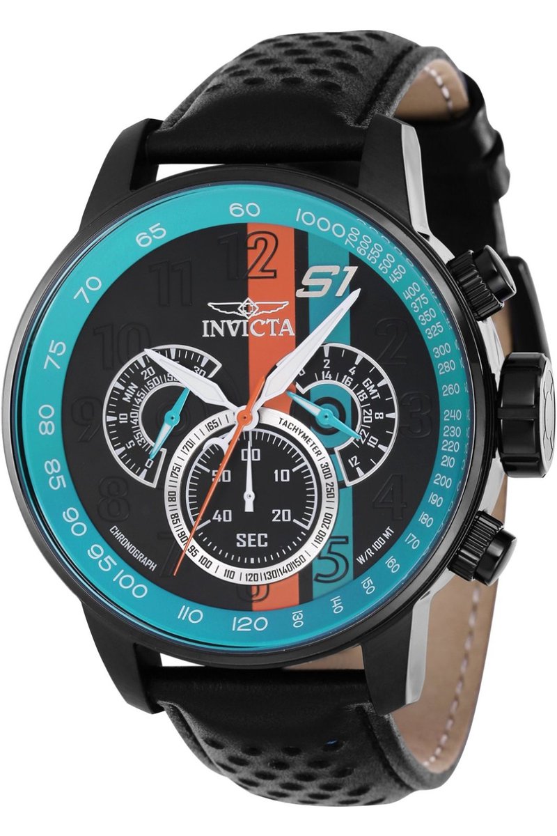 Invicta S1 Rally 39024 Heren Horloge - Waterdicht - Analoog - Quartz Uurwerk - Roestvrij Staal met blauwe Wijzerplaat - 48mm