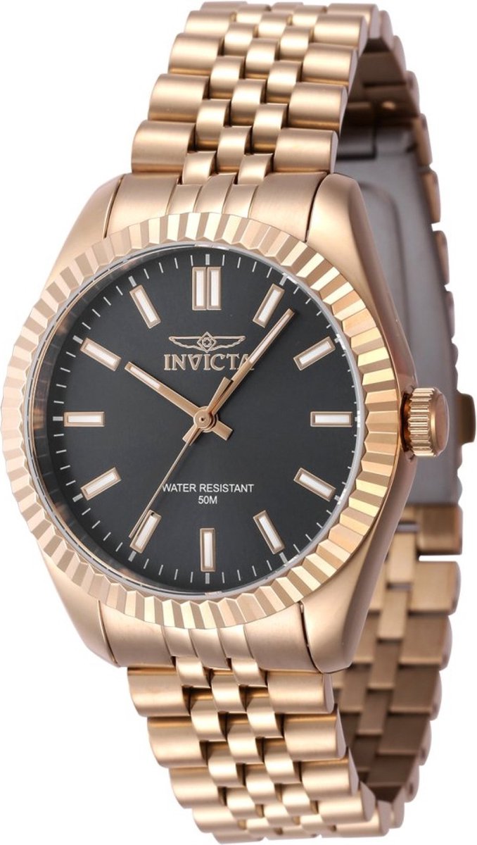 Invicta Specialty 47508 Dames Horloge - Waterdicht - Analoog - Quartz Uurwerk - Roestvrij Staal met zwarte Wijzerplaat - 36mm