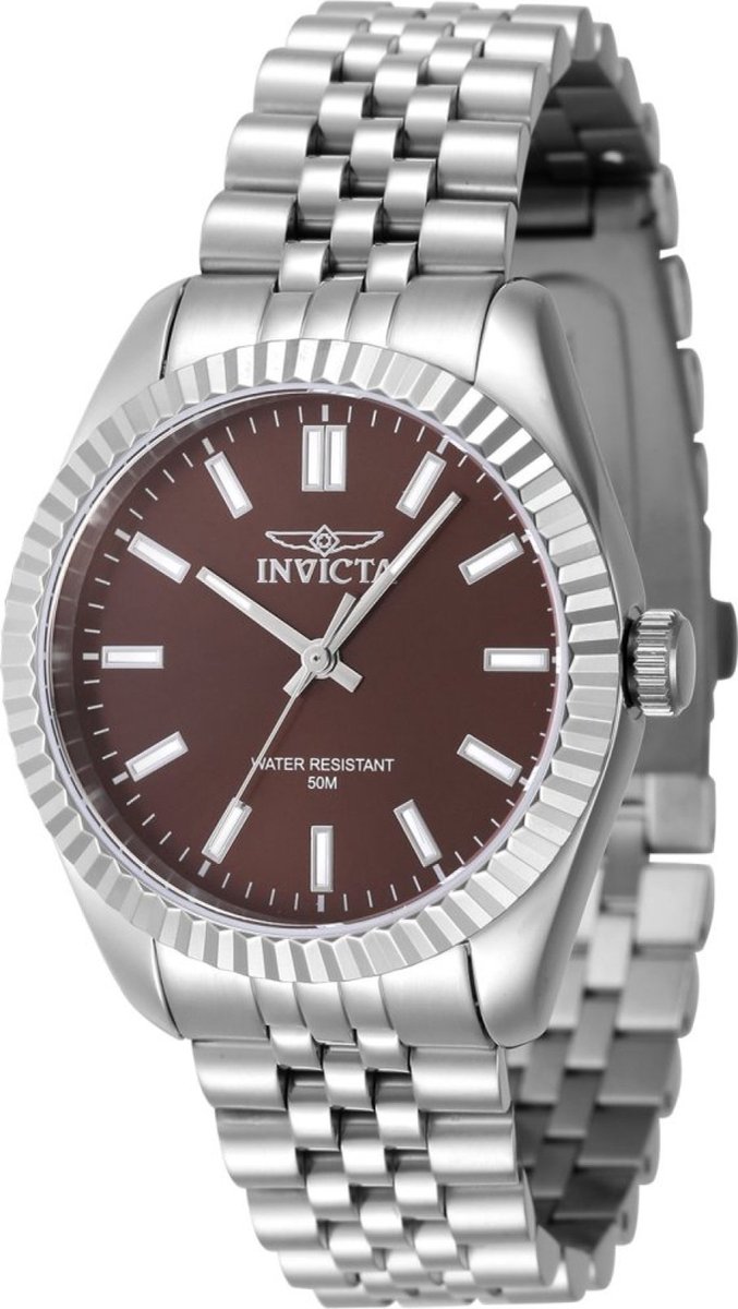Invicta Specialty 47498 Dames Horloge - Waterdicht - Analoog - Quartz Uurwerk - Roestvrij Staal met bruine Wijzerplaat - 36mm