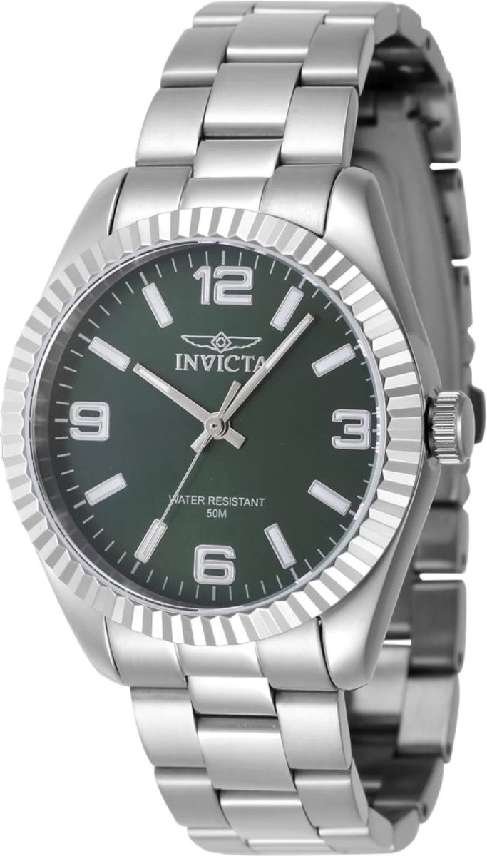 Invicta Specialty 47465 Dames Horloge - Waterdicht - Analoog - Quartz Uurwerk - Roestvrij Staal met groene Wijzerplaat - 36mm