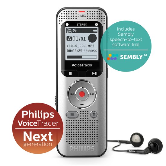 Afbeelding van Philips DVT2015 Audio recorder 8GB Zilver met Sembly -