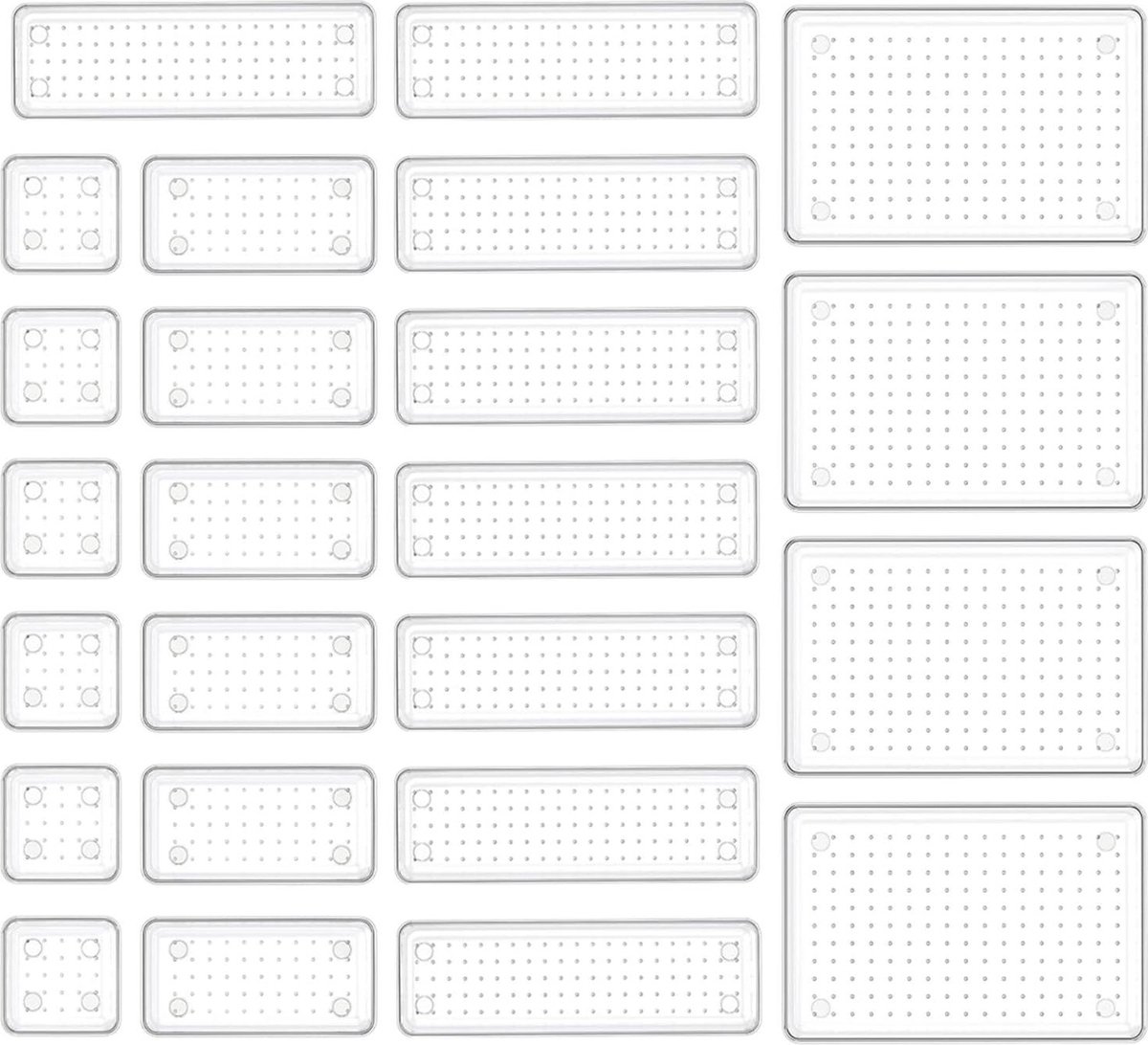 Make-uplade-organizer 24 stuks 4 maten doorzichtige lade-organizers siliconen pads ijdelheidsorganisatoren opslag antislip plastic lade-organizer bureau badkamer keuken