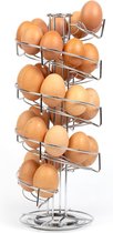 "Spiraalvormige eierhouder zilverkleurig vrijstaand opslagsysteem keuken geschikt voor maximaal 32 eieren - stevige eierhelter-skelter"