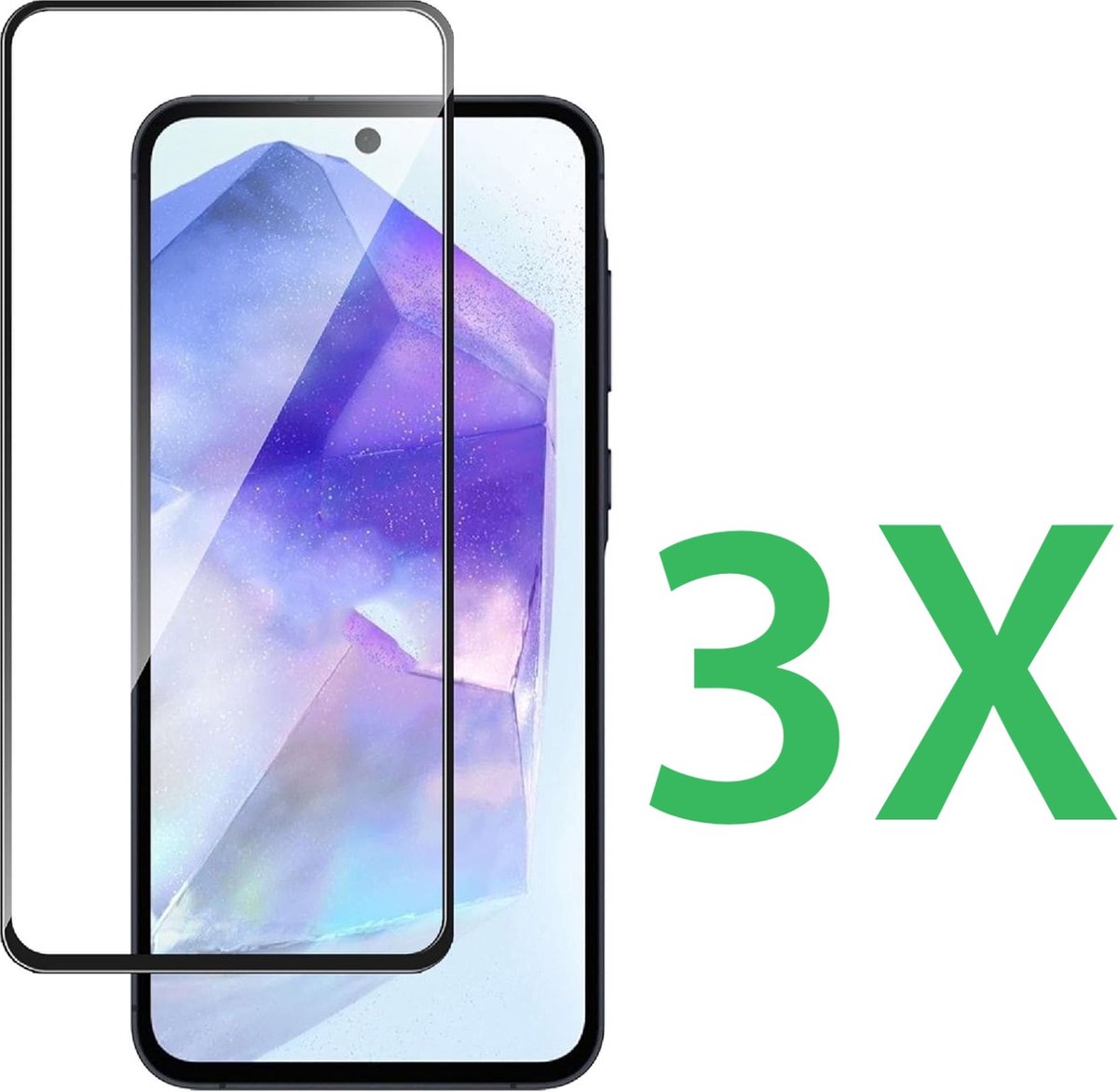 3x Full Cover Screenprotector Geschikt voor: Samsung Galaxy A53 4G & 5G - Screen protector - volledige glas - bescherming - beschermglas - ZT Accessoires