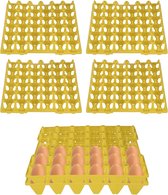 5 stuks plastic eierplaten - 30 cellen eierkratten lade - opslag en transport - boerderij benodigdheden - geel