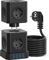 13-in-1 Tower Power Strip with USB and Surge Protection, 2500W - Black