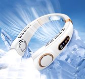 Nekventilator draagbare mini-halsventilator USB met 360° luchtstroom bladloze oplaadbare accuventilator om om te hangen stil 5 snelheden voor outdoorsporten ledlicht wit