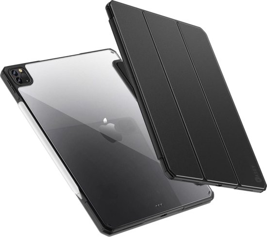 iPad Pro 2020 / 2021 / 2022 Hoes (11 inch) - Transparant - Zwart - Tri-Fold Book Case - Slim - Magnetisch - Geschikt voor Apple - Black